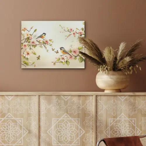 Takken - Bloemen - Vogeltjes - Roze PET vilt klein -sfeer4
