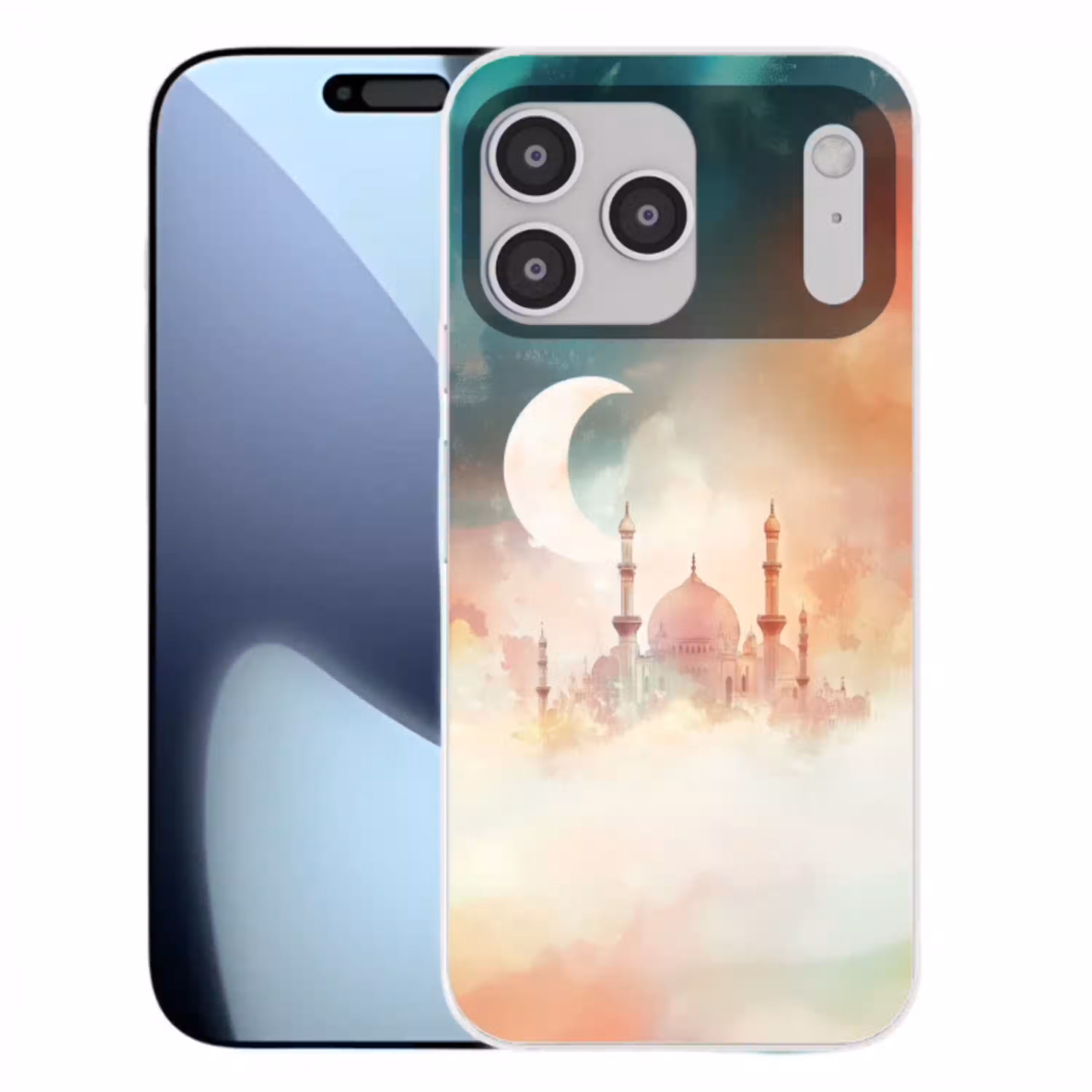 Moskee - Kleurrijke wolken - Arabisch - Ramadan - Islamitische Telefoonhoesje iPhone 17 Pro Max klein -3d