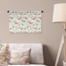 Rozen - Vogels - Pastel - Kleurrijk Wandkleed katoen klein 269 -sfeer4