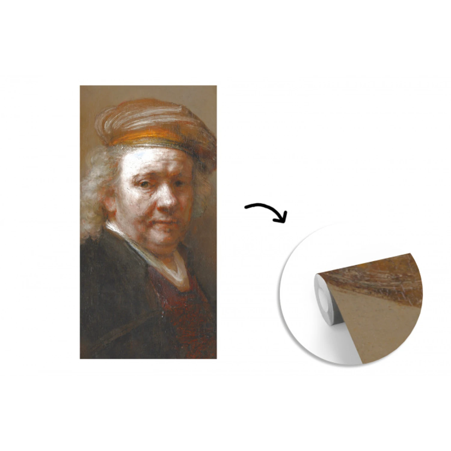 Zelfportret - Schilderij van Rembrandt van Rijn fotobehang vinyl groot -3d