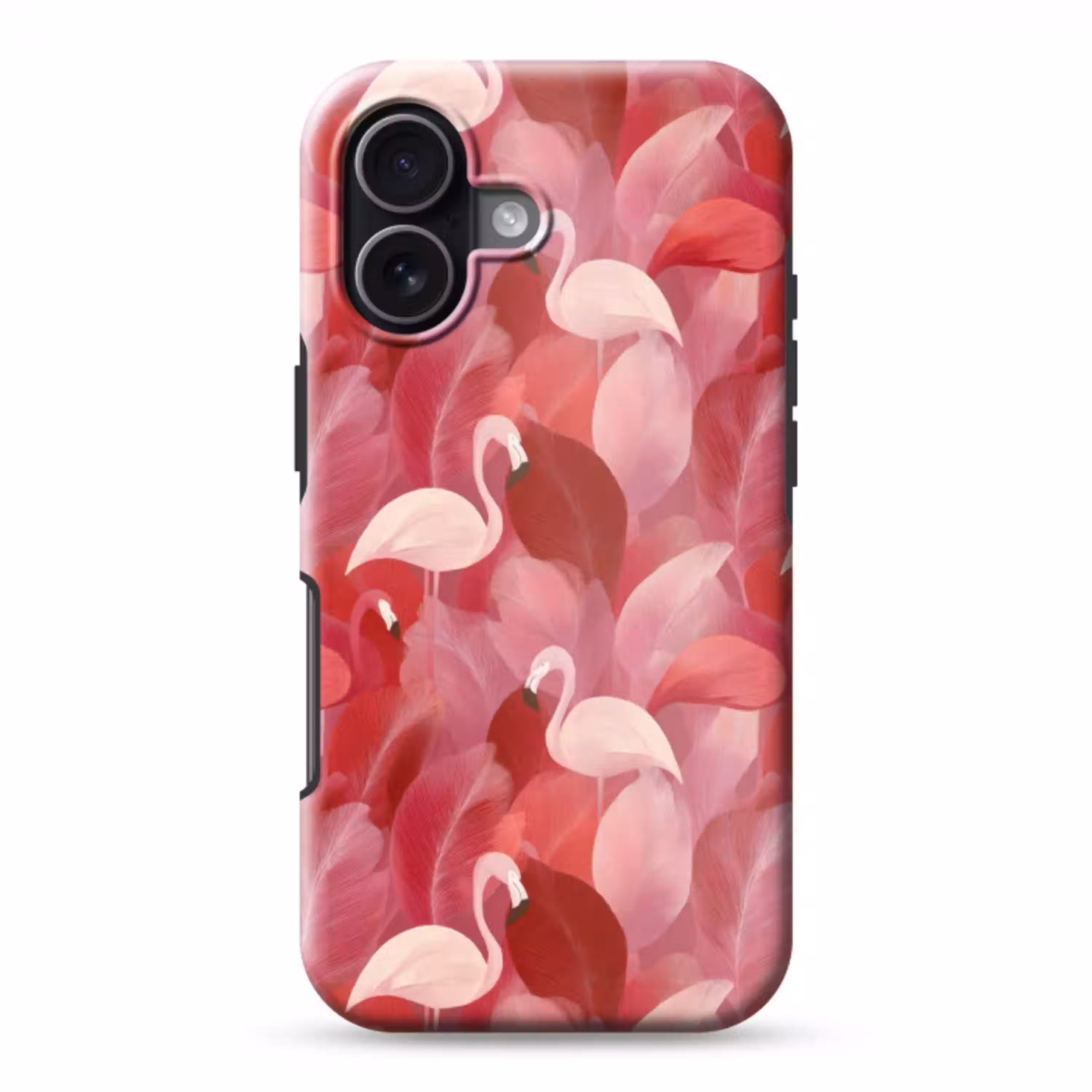 Flamingo - Botanisch - Elegant - Roze - Rood Toughcase MagSafe Apple iPhone 17 klein 1017 -3d