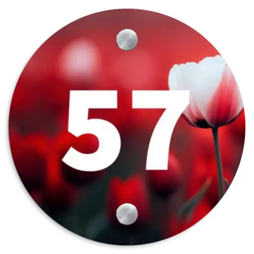 Rode tulpen - Traditioneel Naambord Rond klein -3d
