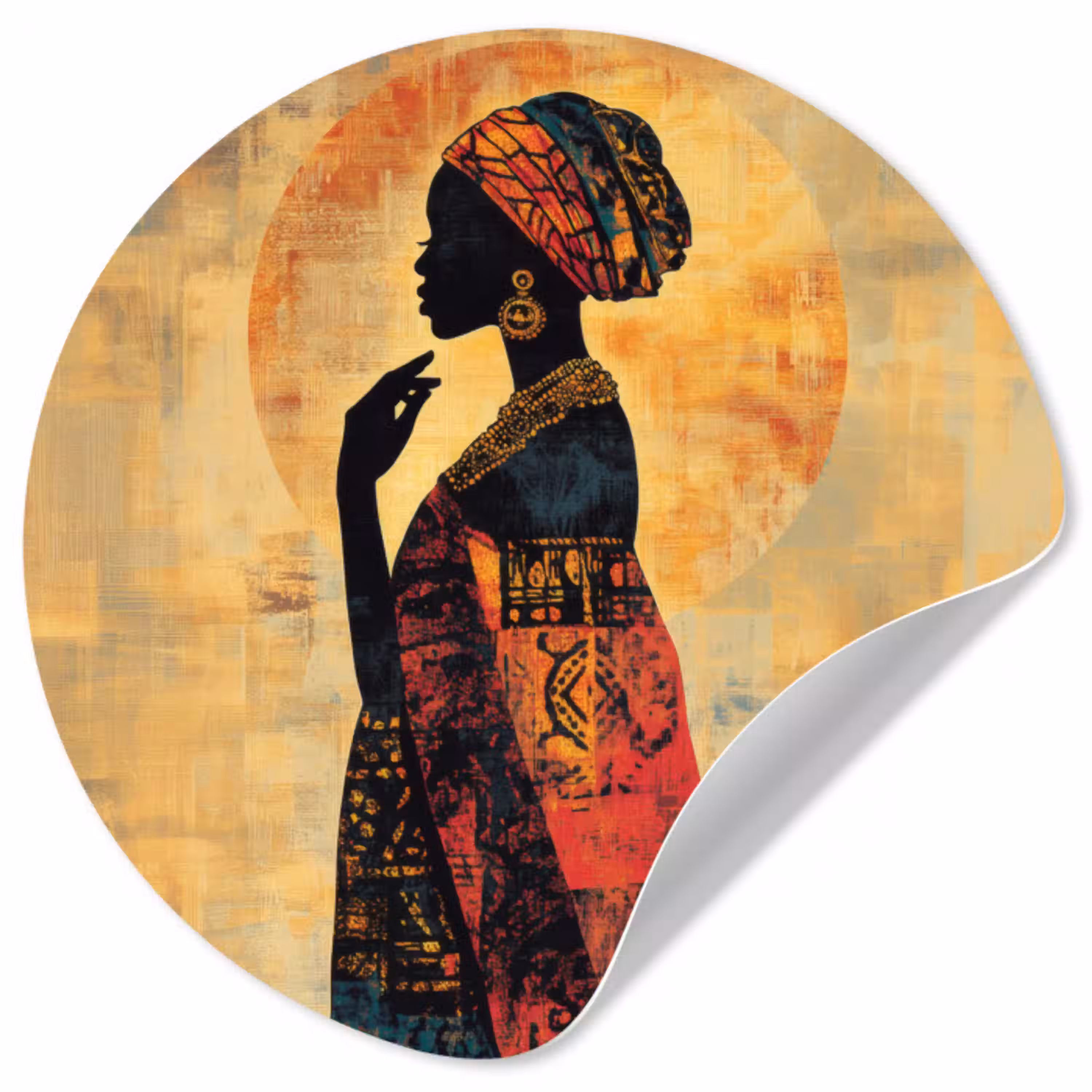 Vrouw - Silhouet - Patronen - Sierlijk Wandcirkel behangsticker klein -3d