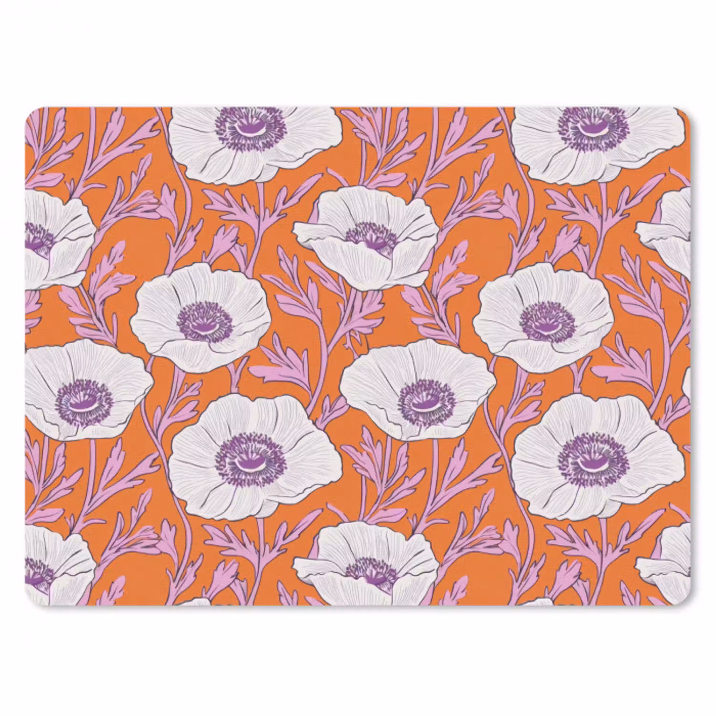 Bloemen - Grafisch - Oranje muismat rubber klein 262 -3d