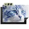 Kat - Patroon - Blauw Inductie beschemer met haakjes klein -3d