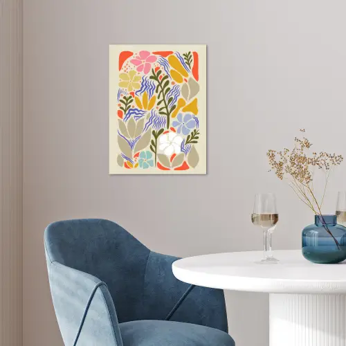 Abstract - Bloemen - Bladeren poster papier klein -sfeer3