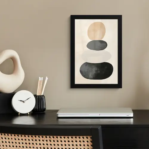 Japandi - Wabi sabi - Beige fotolijst zwart zonder passe partout klein -sfeer1