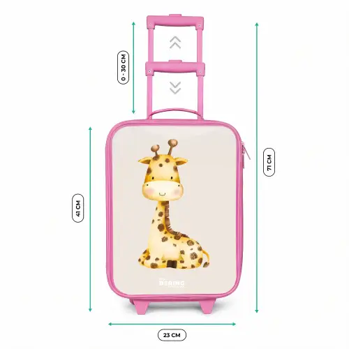 Liggende giraffe illustratie op beige achtergrond Kinderkoffer - Roze klein -productfoto_formaten