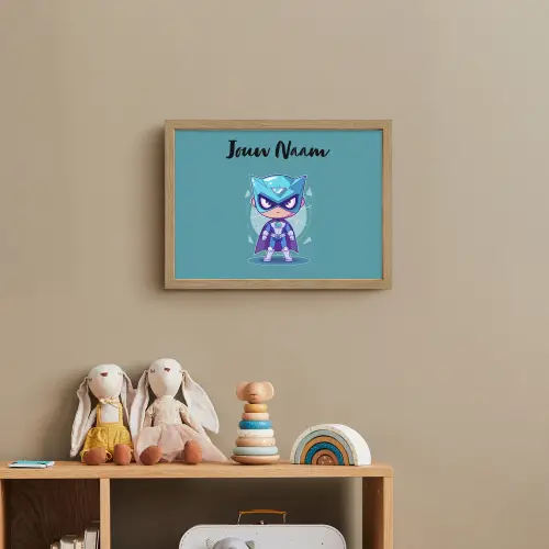 Superheld - Blauw - Jongens Light Box met batterij (Wandlamp kind) middel -sfeer2_kind