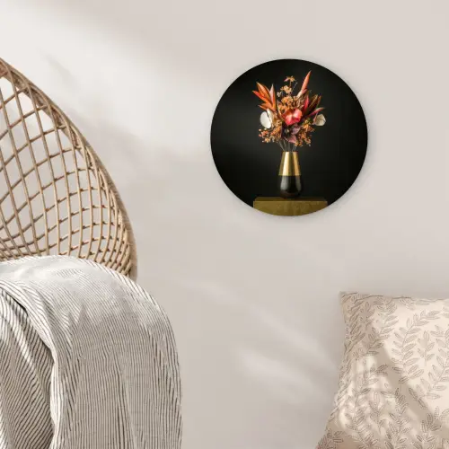 Exotisch - Boeket - Vaas - Goud Wandcirkel kunststof plaat 5mm dik klein -sfeer5