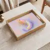 Garnaal - Subtiele structuur - Blauw - Roze Dienblad Rechthoek middel -sfeer1