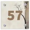 Boomsilhouet beige achtergrond - Traditioneel Naambord Vierkant klein -3d
