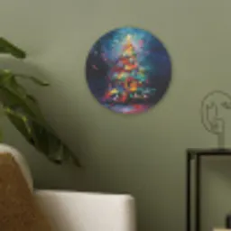 Kerstboom - Kerst - Abstract - Kleurrijk Akoestische PET Vilt - Rond klein -sfeer2