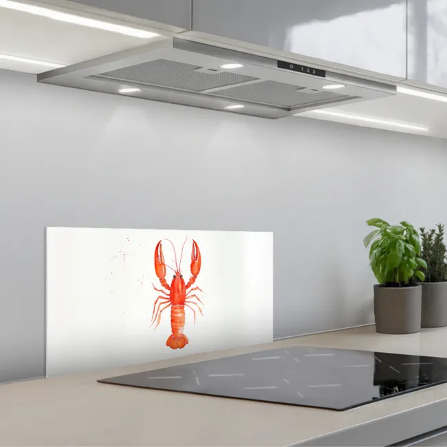 Kreeft - Waterverf - Aquarel - Oranje keuken achterwand spatscherm klein -3d_schuin