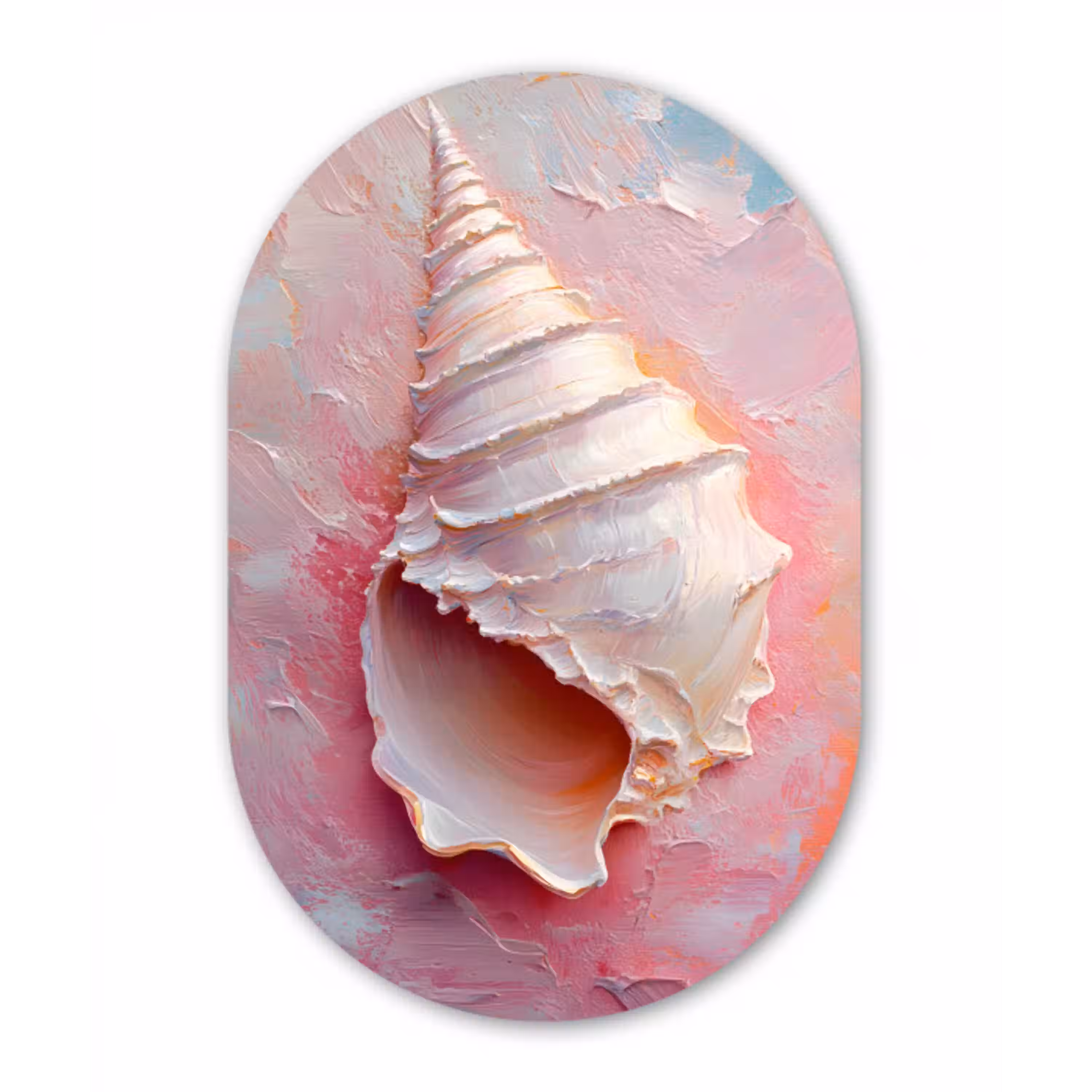 Schelp - Pastel - Pink Wandcirkel Ovaal Aluminium middel -3d