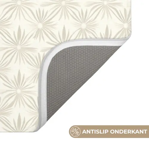 Patroon - Bloemen - Beige Badmat klein 997 -USP_AntislipNL