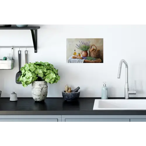 Lavendel - Brood - Stilleven Muursticker klein -keuken