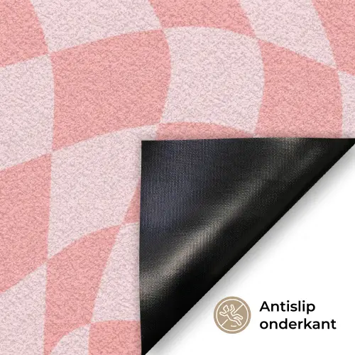 Hokjes patroon - Roze - Golvende lijnen Deurmat klein -antislip_NL