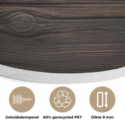 Hout - Grillige nerven Akoestische PET Vilt - Rond klein -closeup_NL