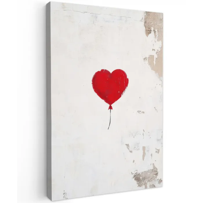 Ballon - Rood - Hart Tuinposter op houten frame 2 cm dik klein -3d