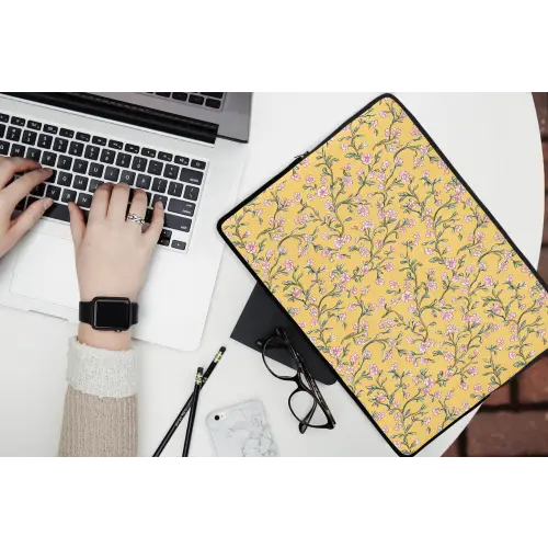 Bloemen - Motief - Geel laptophoes neopreen klein 279 -bureau