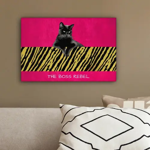 Kat - Baas - Roze - Tijgerprint canvas 2cm klein -sfeer3