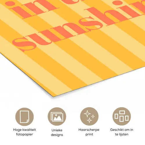 Gestreept - Geel - Sunshine - Letters poster papier klein -closeup_NL