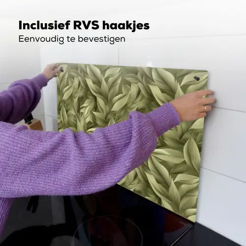 Bladeren - Modern - Groen Inductie beschemer met haakjes klein 777 -ky-ophangen-nl