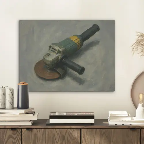 Haakse slijper - Schilderij - Gereedschap PET vilt klein -sfeer1
