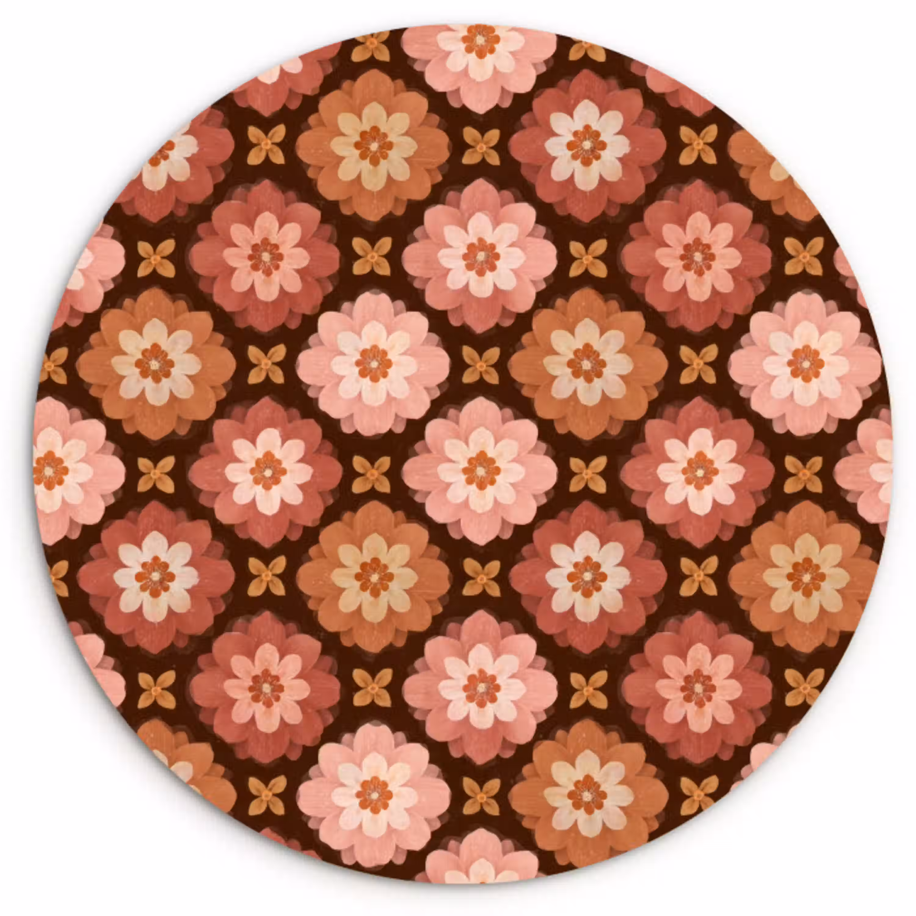 Geometrisch - Bloemen - Kleurrijk Wandcirkel kunststof plaat 5mm dik klein 188 -3d