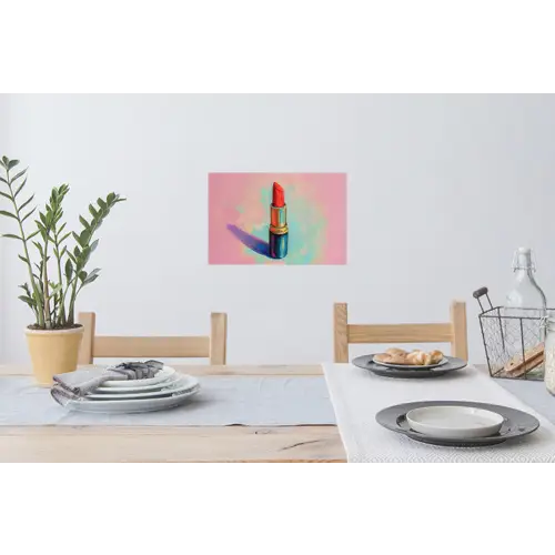 Lippenstift - Rood - Penseelstreken Muursticker klein -eettafel