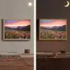 Bloemen - Bergen - Landschap - Nacht - Lucht - Roze Light Box met batterij (Wandlamp) middel -sfeer3