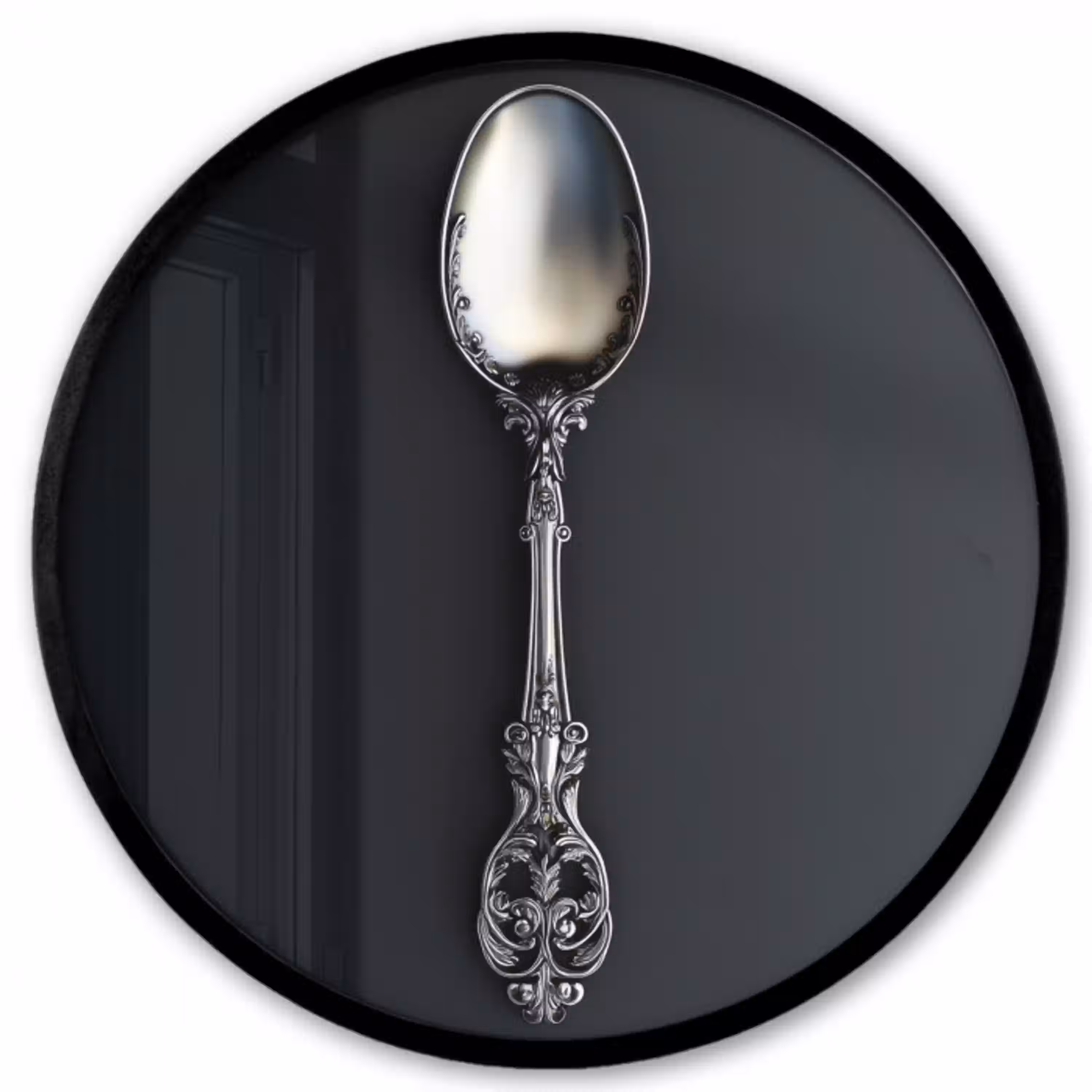 Lepel - Zilver - Metaal Fotolijst rond zonder passe partout klein -3d