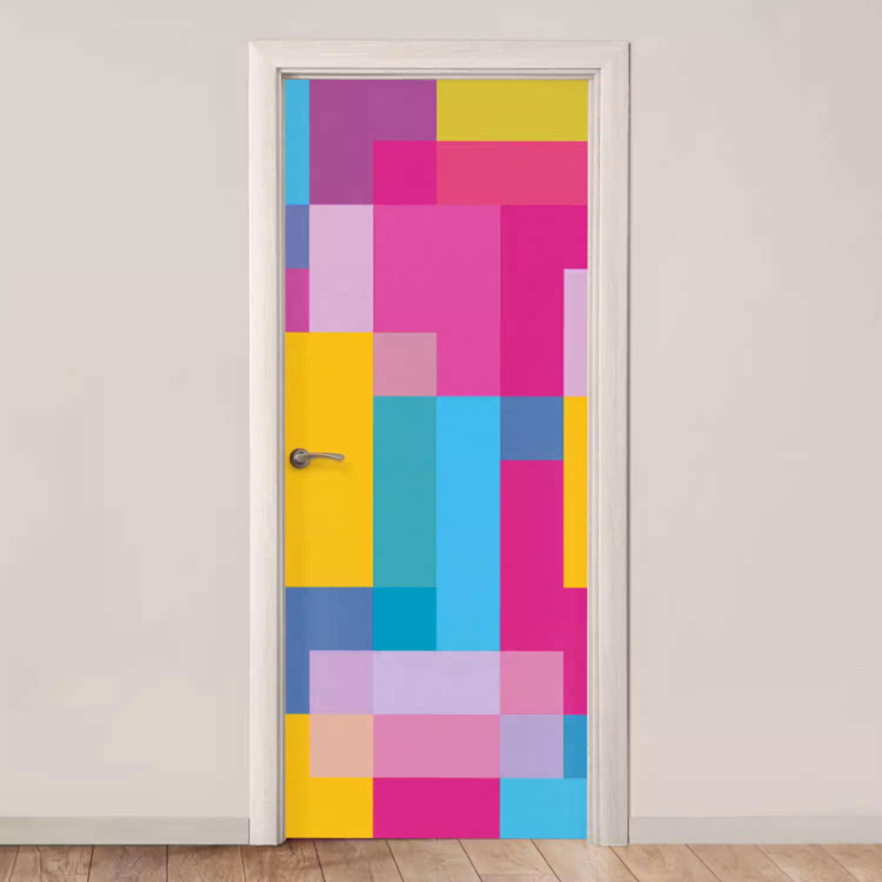 Abstract - Geometrisch - Kunst - Kleurrijk - Modern deurposter klein -3d_beige