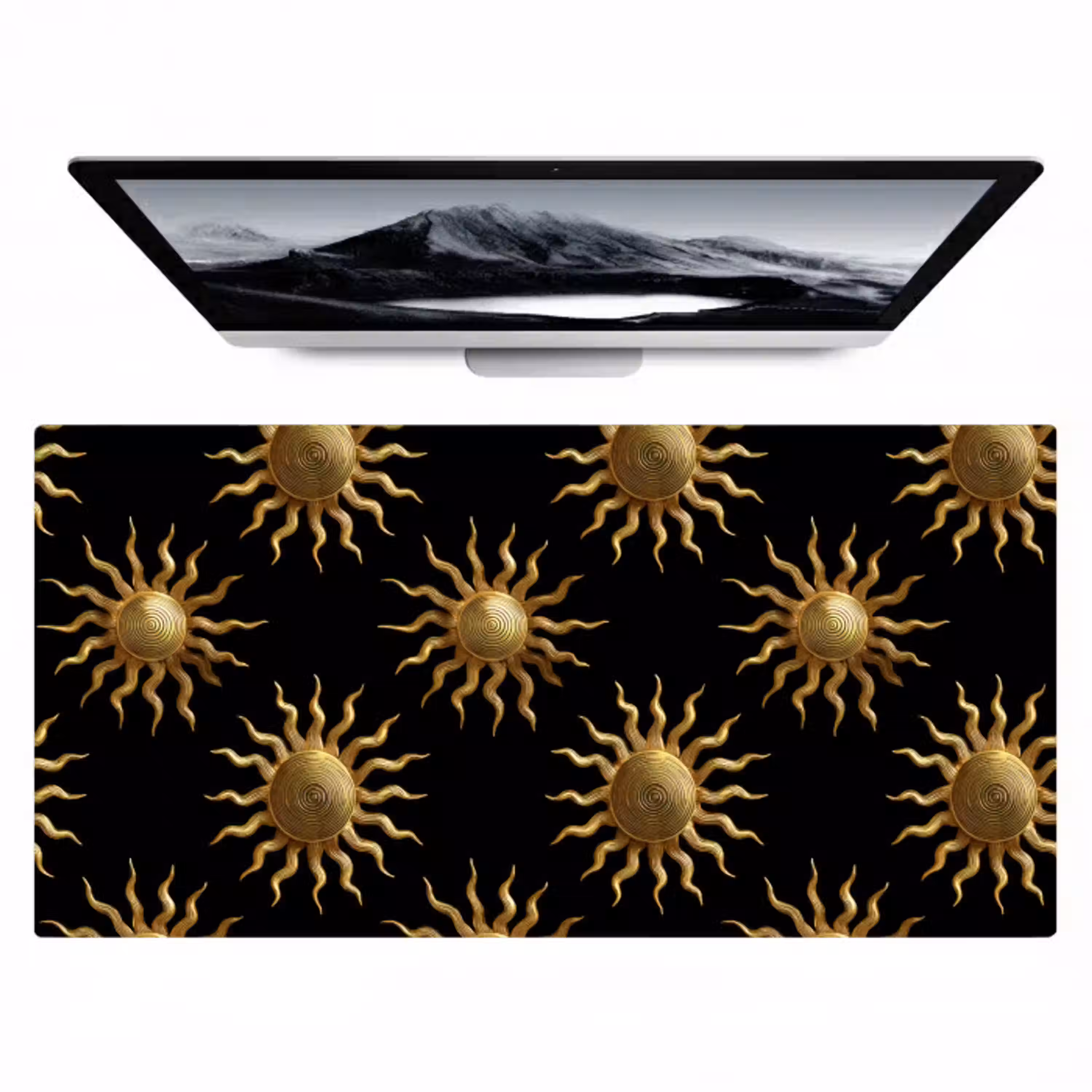 Zon - Patroon - Luxe - Goud - Zwart Muismat XXL klein 681 -zzz3d