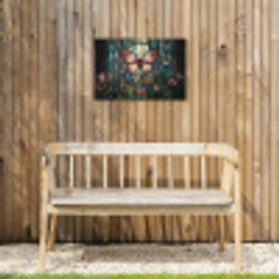 Vlinder - Roze - Bloemen - Bladeren Tuinposter op houten frame 2 cm dik klein -sfeer4
