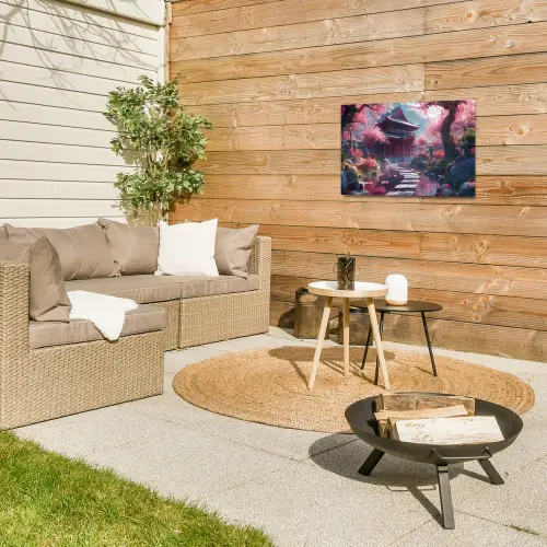 Sakura Tempeltuin in Volle Bloei Tuinposter op houten frame 2 cm dik klein -sfeer2