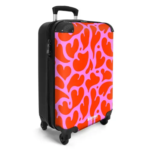 Organisch hartmotief in rood op roze achtergrond NBS - Handbagage koffer - Kinderen Unisex middel -productfoto_3d