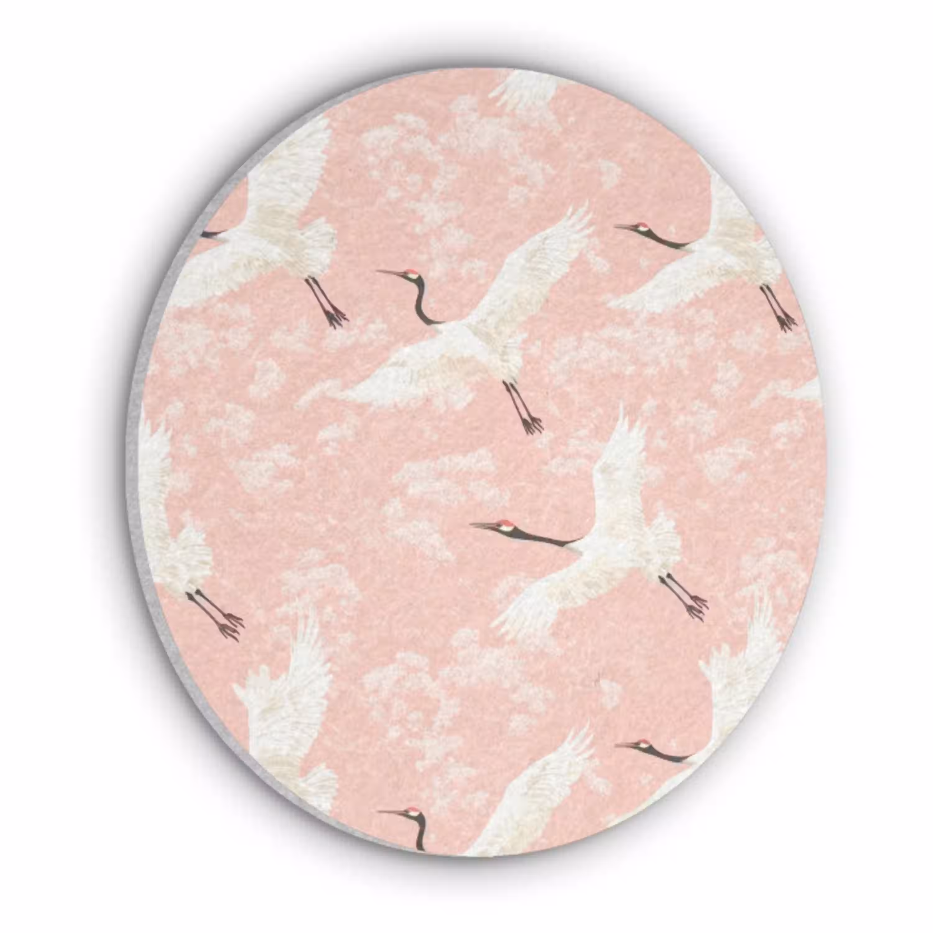 Kraanvogels - Bloesem - Roze Akoestische PET Vilt - Rond klein 838 -3d