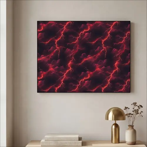 Rood - Onweer - Bliksem - Wolken Textielframe zwart klein 947 -sfeer2