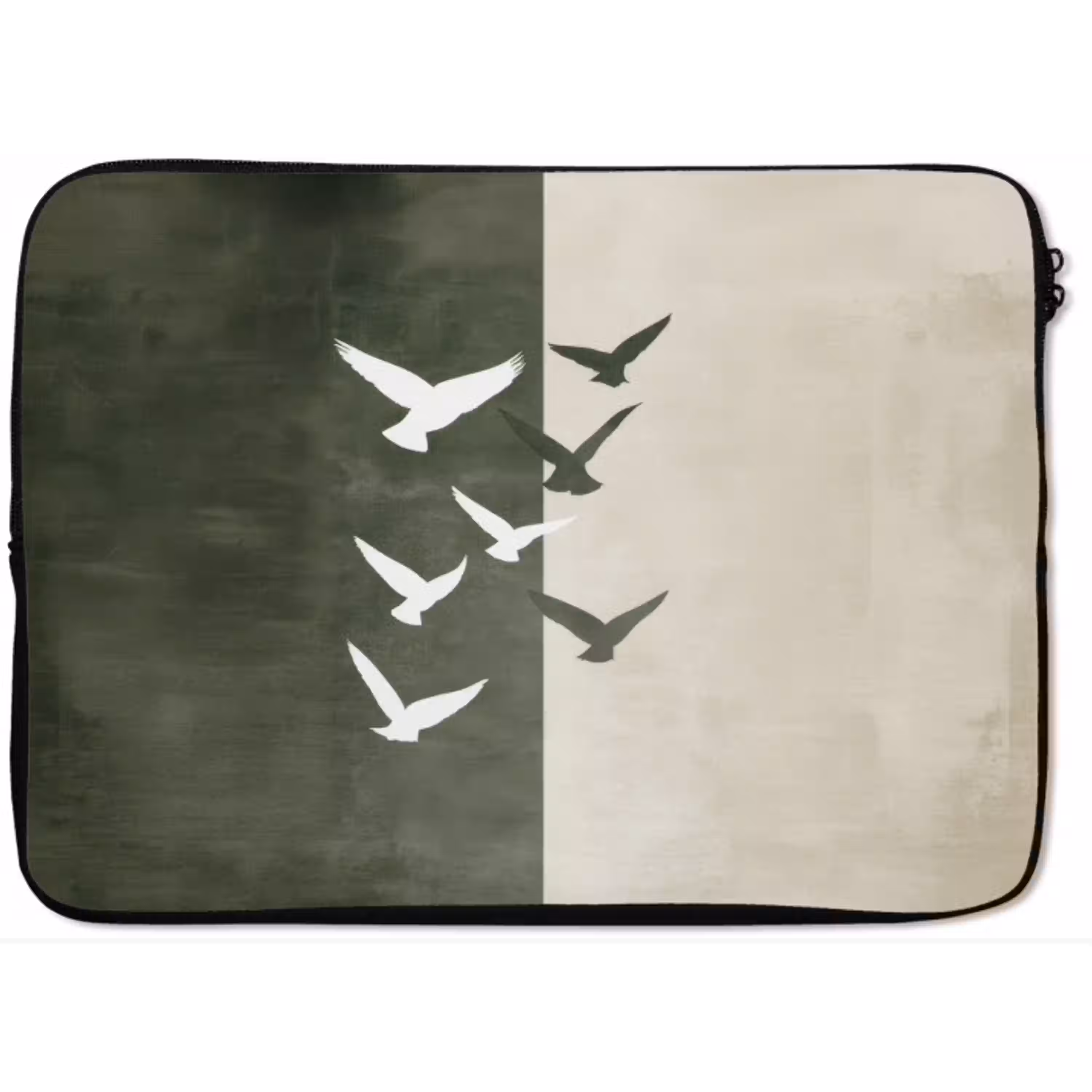 Japandi - Vogel - Groen laptophoes neopreen klein -zkaufland3dotto