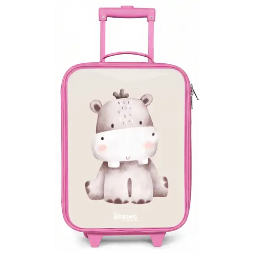 Nijlpaard op beige achtergrond illustratie Kinderkoffer - Roze klein -zz3dotto