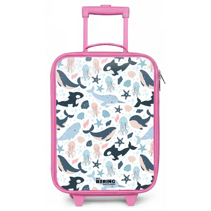Zeedierenpatroon met walvissen, kwallen en orka's Kinderkoffer - Roze klein -zz3dotto