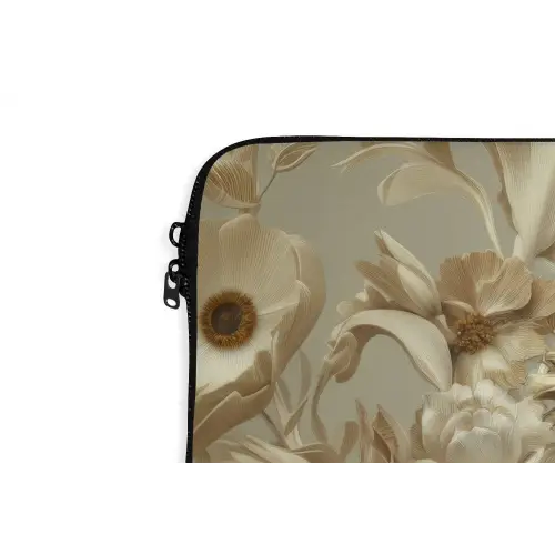 Vrouw - Bloemen - Zonnebril - Wit laptophoes neopreen klein -detail