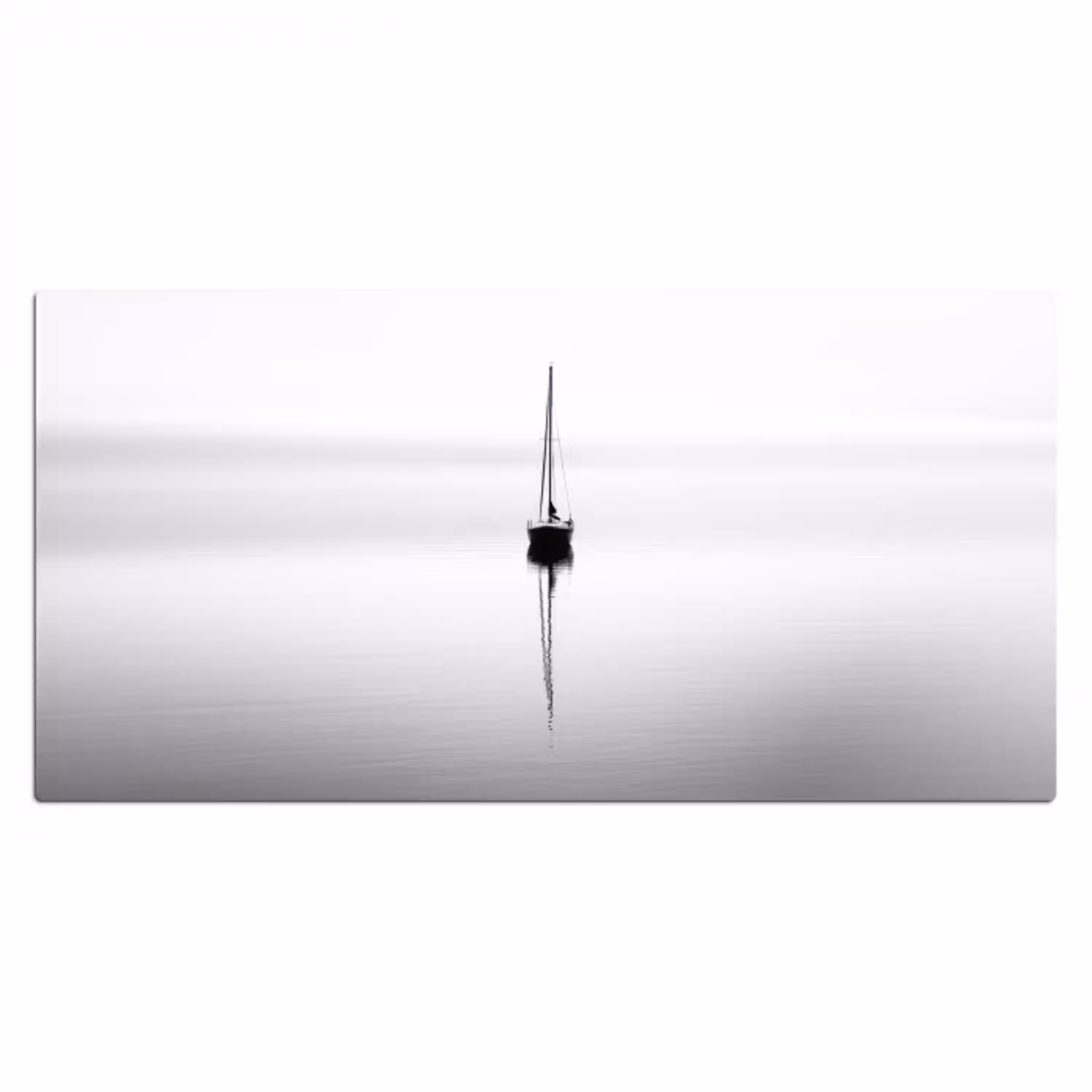 Zeilboot - Zwart - Water - Silhouet Muismat XXL klein -3d_leeg