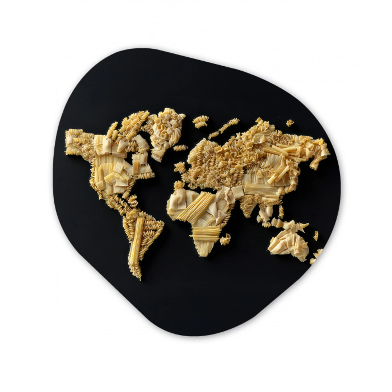 Wereldkaart - Specerijen - Kleurrijk Wandcirkel Organisch Aluminium middel -3d