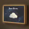Wolkje - Gezichtje - Sterren - Donkerblauw Light Box met batterij (Wandlamp kind) middel -z3d_website