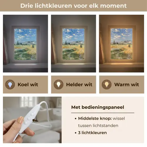 Landschap - Strobalen - Bergen - Wolken Light Box met kabel (Tafellamp) klein -USP_lichtkleurNL