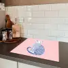 Kat - Illustratie - Minimalistisch - Roze Inductie beschermer vinyl 3mm middel -sfeer3