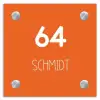 Oranje - Modern Naambord Vierkant klein -3d